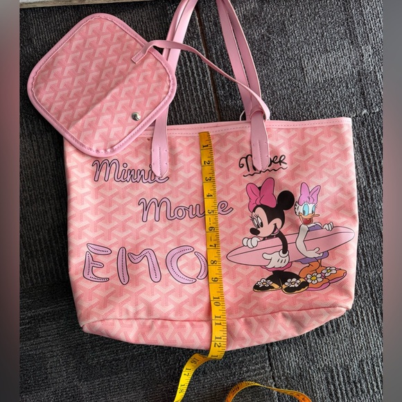 EMO Minnie Mouse Pink Tote Bag Made in Korea w/ Matching Pouch-New Without Tags - Picture 10 of 10